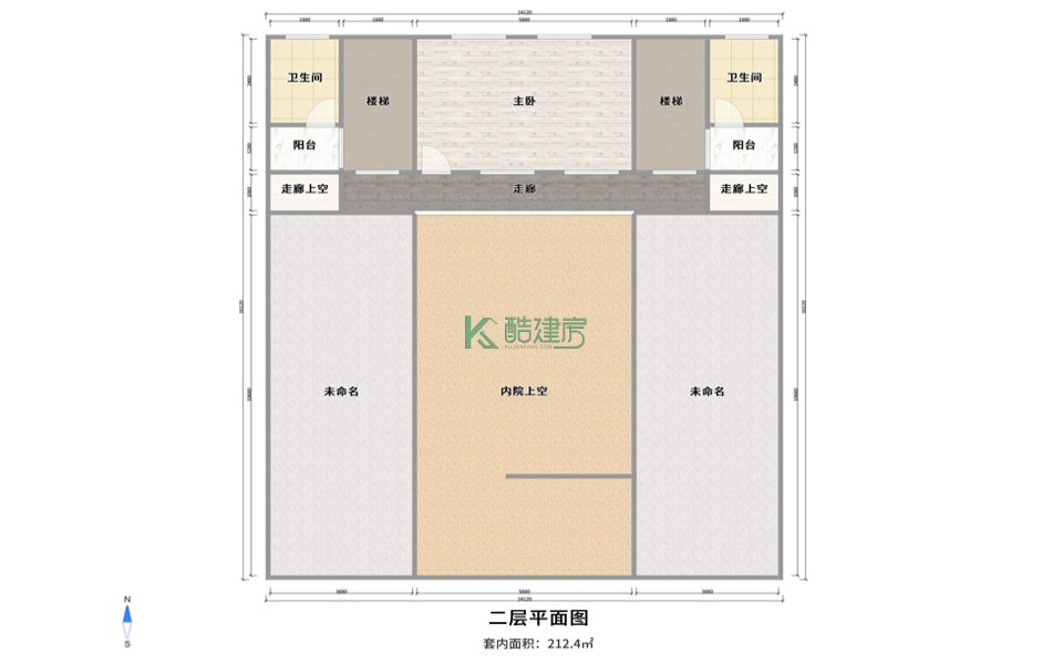 20米×25米四合院设计,20x25米四合院设计图 占地280平方14×20米带院子阳台农村四合院设计图