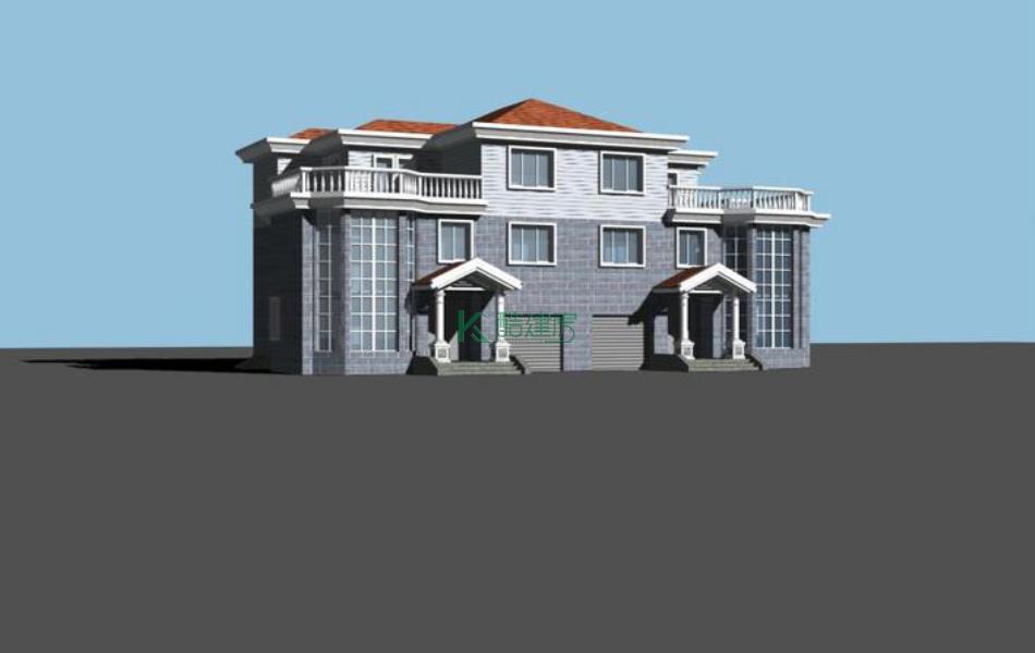 三层美式别墅效果图最新,占地273平方21×12米带露台农村双拼别墅设计图